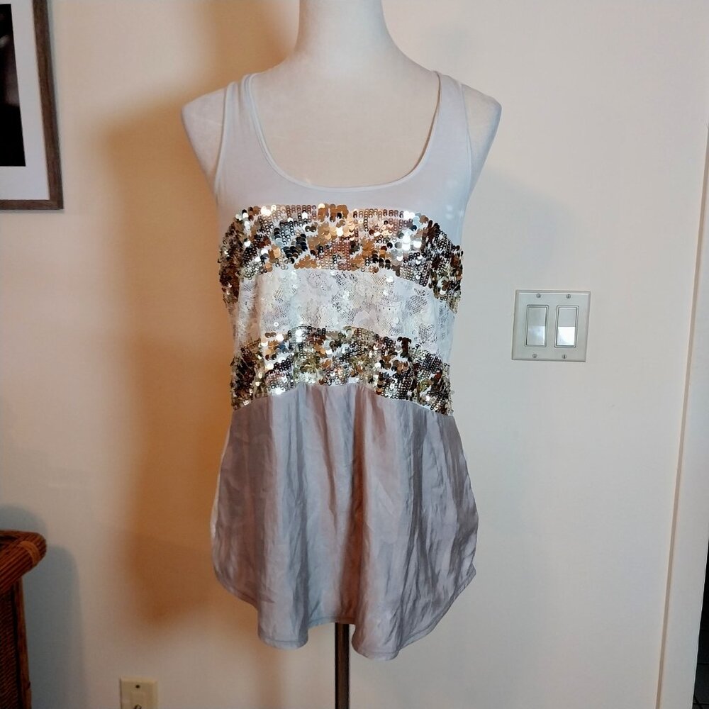 EXPRESS SIZE M SEQUIN AND LACE TANK TOP